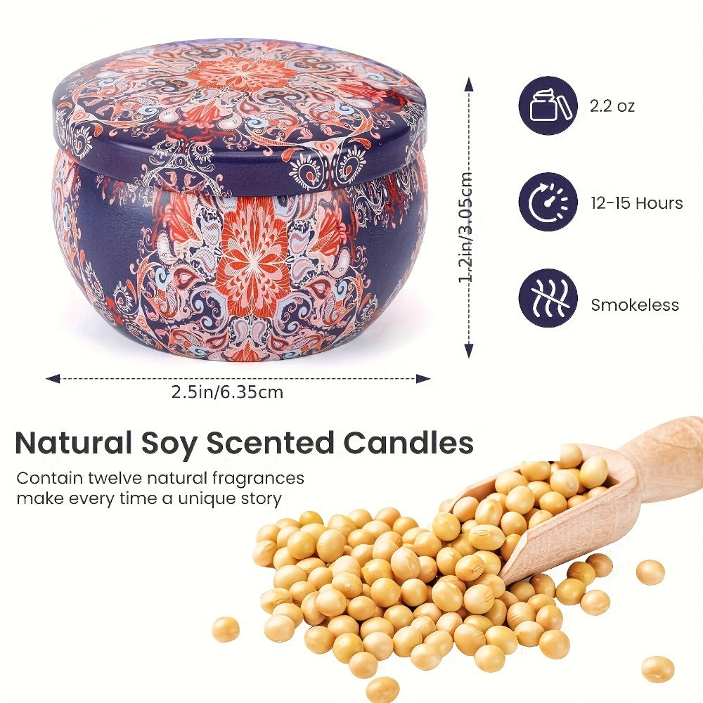 Soy Wax Candles Gift Set 12 Pack | 2.2oz Essential Oil Aromatherapy Candles 8-12 Hour Burn | Relaxation Bath Yoga Home Decor Gift for Women Christmas Valentine's Day