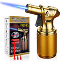 Big Tank Kitchen Butane Torch Lighter Adjustable Flame & Safety Lock - Refillable Blow Torch with Refill Adapters for Creme Brulee, BBQ, Desserts & Baking | Butane Not Included