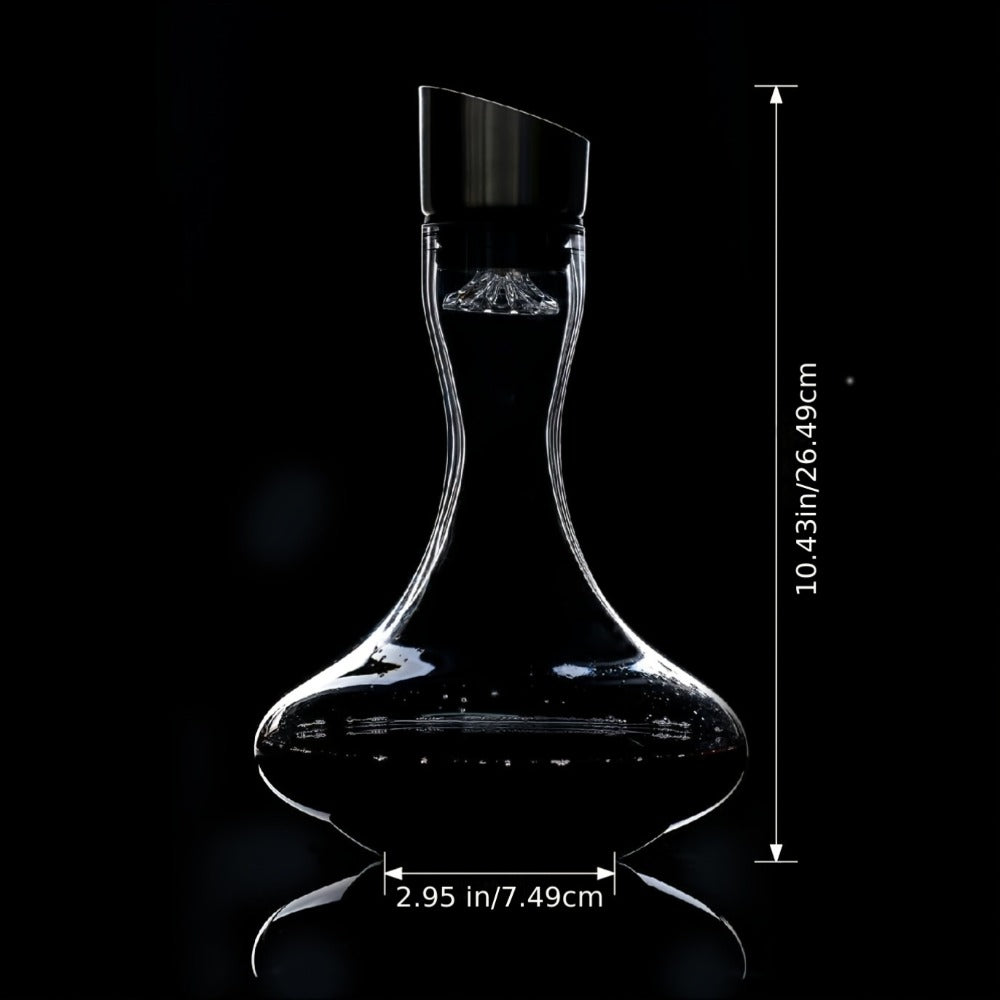 Wine Decanter Hand Blown Crystal Glass 1000ml Aerator Pourer Red Wine Carafe with Stainless Steel Aerator Lead-Free Clear Glass Perfect Gift for Wine Lovers