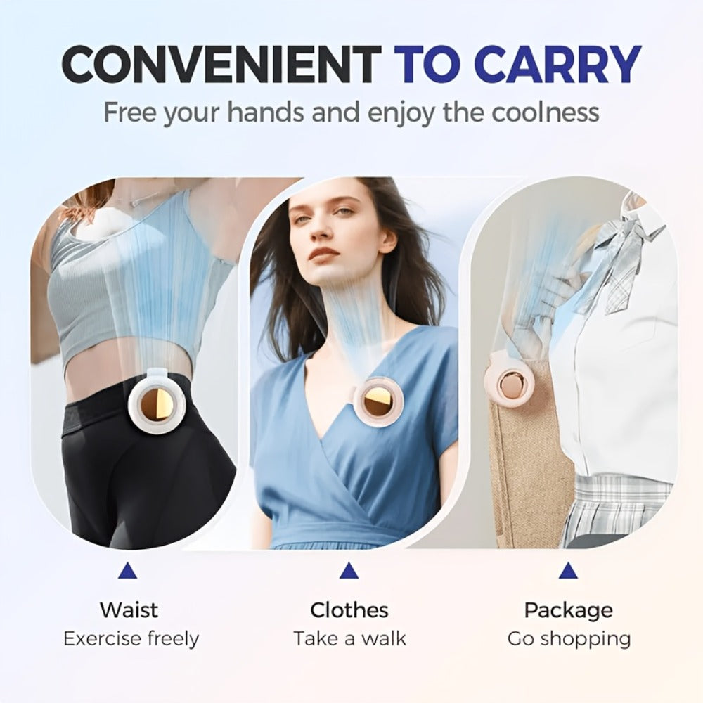 Clip-On Bladeless Neck Fan 360¡ã Surround Wind | Rechargeable Hands-Free Mini Fan for Shirt & Waist, Portable Personal Cooling for Outdoor, Travel & Sports ¨C Digital Display Option, Pink, Green & White, 1pc & 2pcs