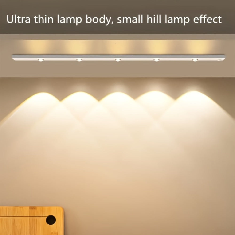 LED Sensor Strip Light USB Rechargeable ¨C 3-Color Dimmable Motion Sensing Wireless Night Light for Kitchen, Wardrobe, Cabinet, Shoe Cabinet & Bedroom (20cm / 30cm / 40cm / 50cm)