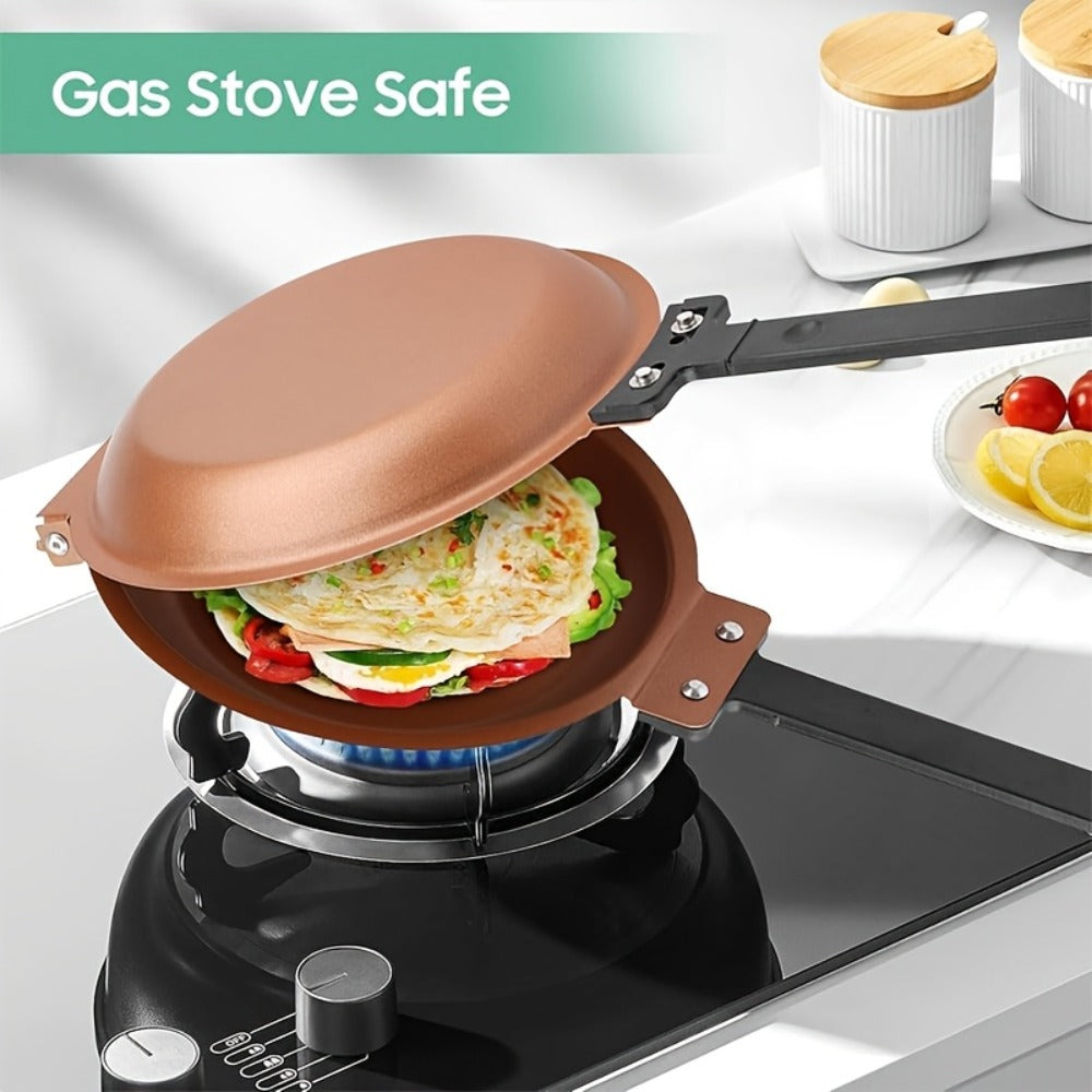 Double-Sided Non-Stick Omelette Pan ¨C Reversible Flip Skillet for Fluffy Pancakes, Omelets & Italian Omelettes | Dishwasher Safe, Indoor & Outdoor Cooking, Camping Kitchen Essentials
