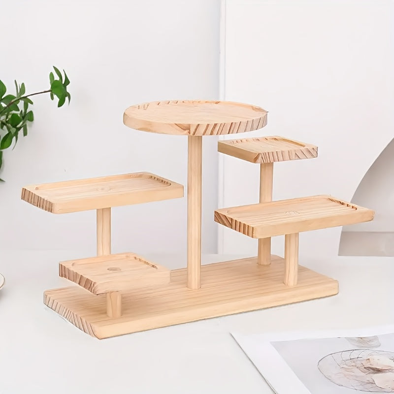 Tiered Wooden Display Stand Libra Balance Scale Style ¨C Multi-Level Storage Organizer Shelf for Jewelry Crystals Snacks Home Decor Countertop
