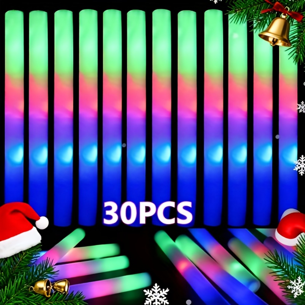 LED Glow Sticks for Party Decorations, Multi-Color Flashing Foam Sticks for Christmas, Weddings, Birthday, Festival, New Year & Halloween Parties (30/67/100/200PCS)
