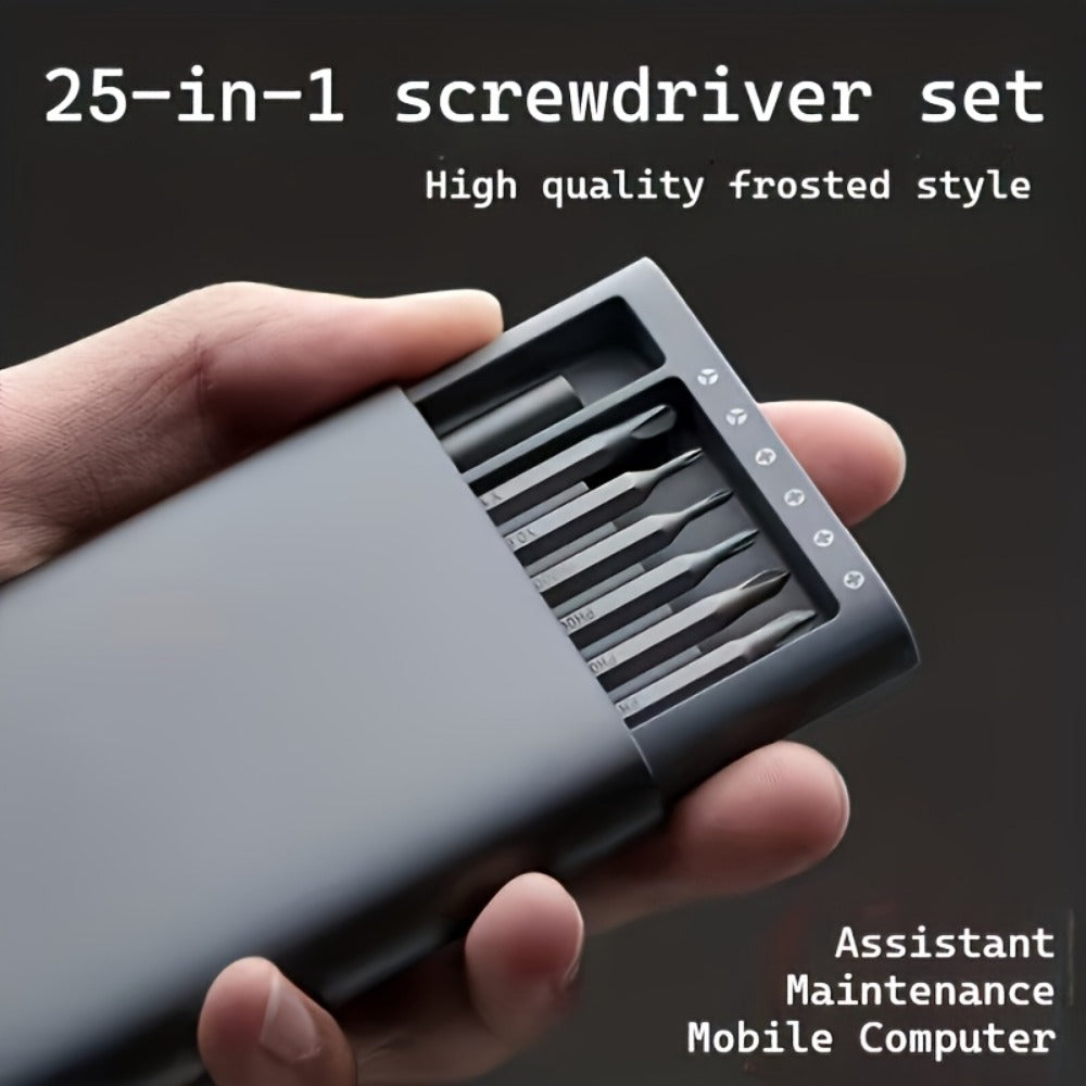Precision Screwdriver Set 25PCS ¨C Flat Head & Phillips Bits | Ergonomic Grip | All-in-One Kit for Electronics, Smartphones, Watches, Glasses & Jewelry Repair | Compact & Portable | Black