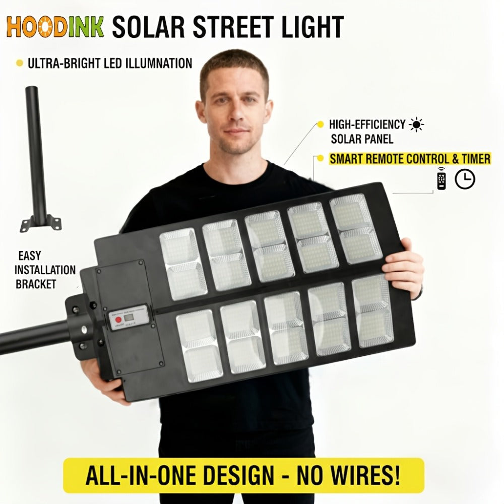 Solar Street Lights Outdoor 800 LED IP54 Waterproof with Motion Sensor ¨C 6500K Dusk to Dawn Flood Light, Remote Control, Adjustable Brightness & Timer for Parking Lot Yard Garage Driveway Rural Area