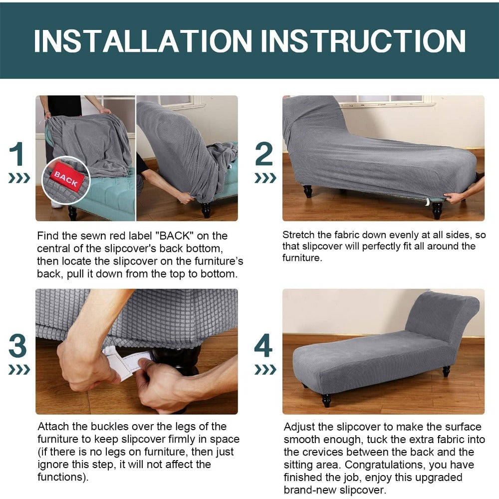 Chaise Lounge Cover Stretch Slipcover Jacquard Fabric Chair Sofa Protector for Living Room Bedroom Machine Washable Multi-Color