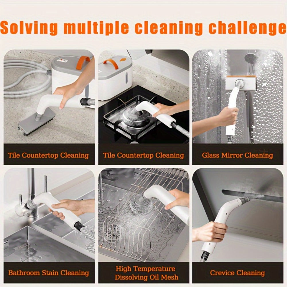 Portable Steam Cleaner 1200W, 2.3Bar High-Pressure Handheld Steam Cleaner 15-Second Heat-Up, 750ML Tank, 9-Piece Accessory Kit for Tile, Grout, Floor, Car, Kitchen & Bathroom Deep Cleaning