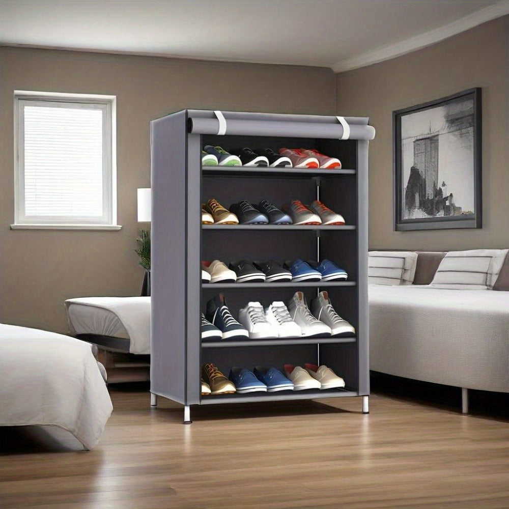10-Layer Shoe Rack with Dust Cover ¨C Non-Woven Portable Shoe Cabinet Organizer for Entryway, Bedroom & Dormitory Storage