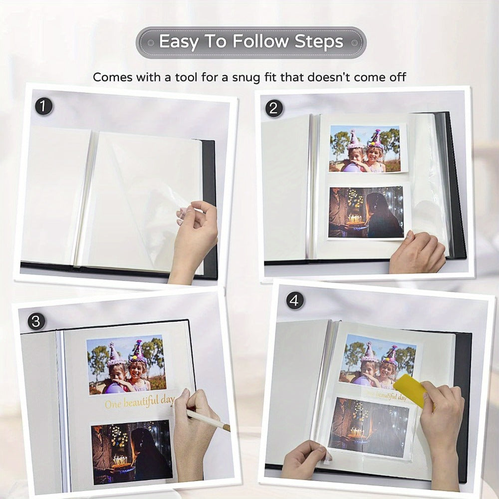 Self Adhesive Photo Album Scrapbook ¨C Large Linen Cover Memory Book for 4x6 5x7 8x10 Photos, DIY Picture Book with Metal Pen, Gift for Mom, Baby, Wedding, Valentine's Day & Mother's Day, 40 & 60 Pages