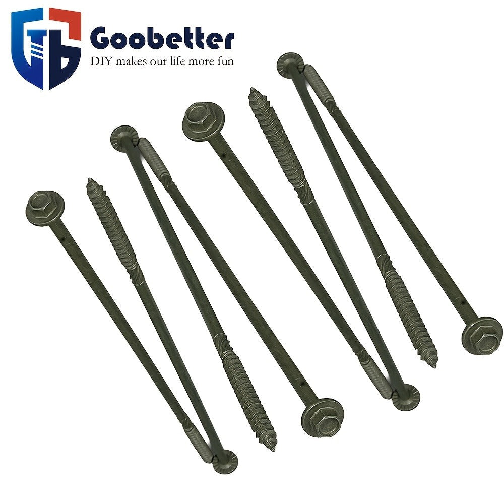 50pcs Heavy Duty Green Structural Wood Screws 14x10 Inch Carbon Steel Hex Head Partially Threaded Rust Resistant Exterior Timber Screws with Hex Socket for Deck Log Cabin Framing