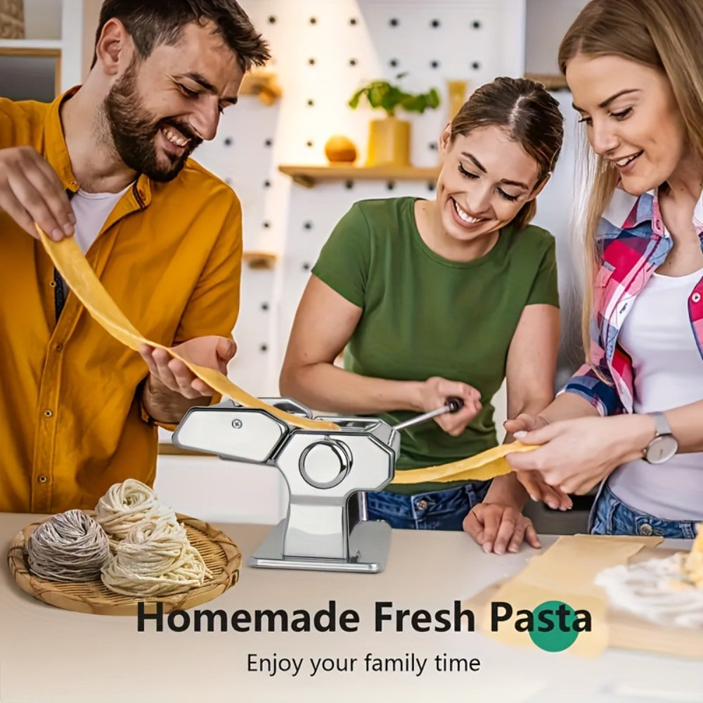 Pasta Maker Machine Manual 9 Adjustable Thickness Settings Stainless Steel Pasta & Noodle Cutter for Spaghetti Fettuccine Lasagna Dumpling Wrappers - Durable Hand Crank Kitchen Tool for Homemade Pasta