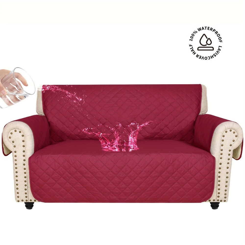 Sofa Slipcover 5-Layer Quilted Thick Sofa Cover Protector Elastic Strap Non-Slip Washable Pet Friendly Universal Fit 3 4 Seater Couch Cover for Living Room - 10 Colors