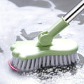 Long Handle Floor Brush with Rotating Head ¨C Bathroom Tile Scrubber, Adjustable Rod, Kitchen & Bathtub Cleaning Brush, 120cm/47in, Green