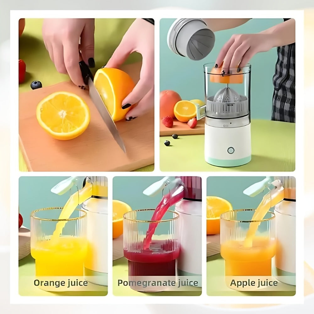 Portable USB Electric Citrus Juicer Press for Oranges Lemons Grapefruit Kiwi Removable Base Pulp Separation Fruit Juice Extractor for Travel Kitchen Green