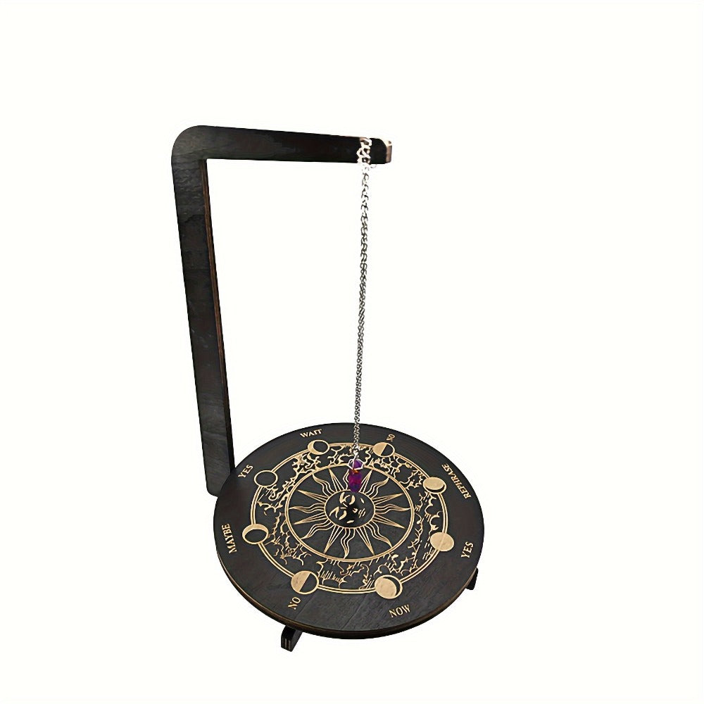 Wooden Pendulum Stand for Divination ¨C Crystal Display Holder, Witchcraft Altar Decor, Meditation Ritual Necklace Organizer & Constellation Moon