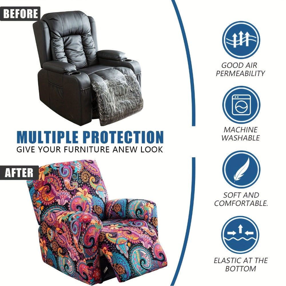 Tie Dye Lounge Chair Cover Set of 4 High Elasticity with Side Pockets Printed Stretch Chair Slipcover Pet Friendly for Bedroom Office Living Room Holiday Decor