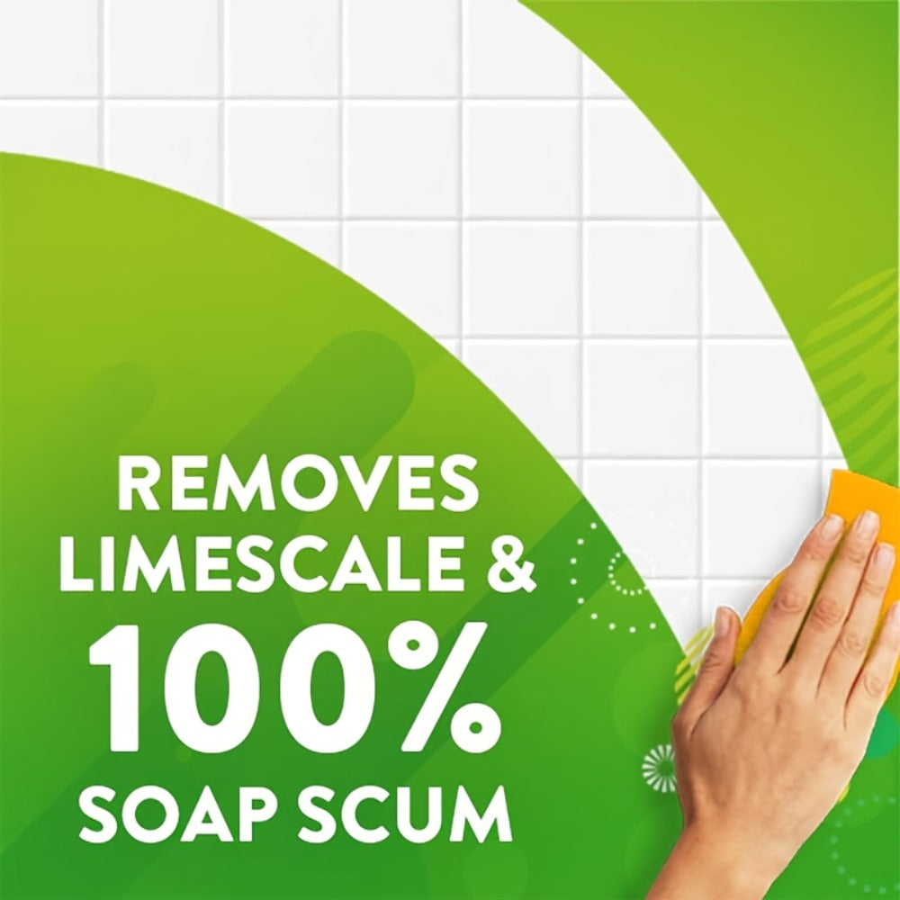Bathroom Cleaner with Sponge 3.38oz - Deep Cleaning Stain Removal Scrub for Tiles Tub Fixtures - Removes Soap Scum Hard Water Stains Mildew - Multi-Surface Bath Cleaner Shiny Streak-Free Finish