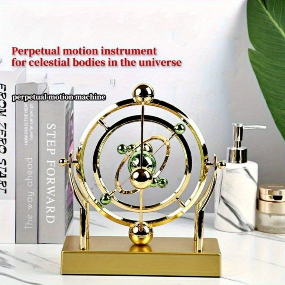 Perpetual Motion Pendulum Desk Decor - Cosmic Swing Solar System Planets Atomic Model Science Demonstration Self-Running No Battery Office Home Physics Gift