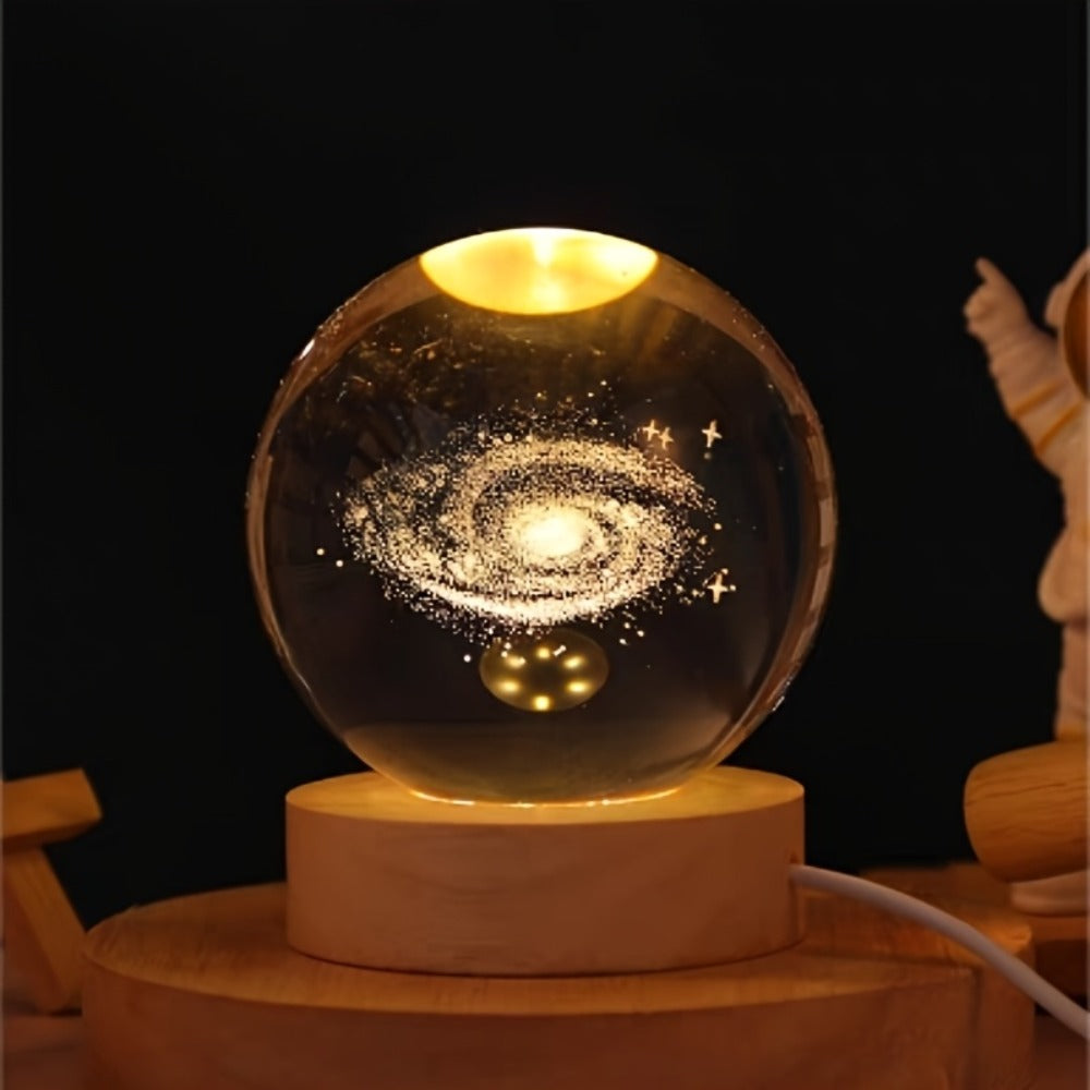 Starry Sky Crystal Ball Night Light ¨C 3D Blue Galaxy Glass Sphere LED Desk Lamp, Creative Tabletop Decor Light for Bedroom, Unique Gift for Holiday Party Birthday (Blue Starry Sky)