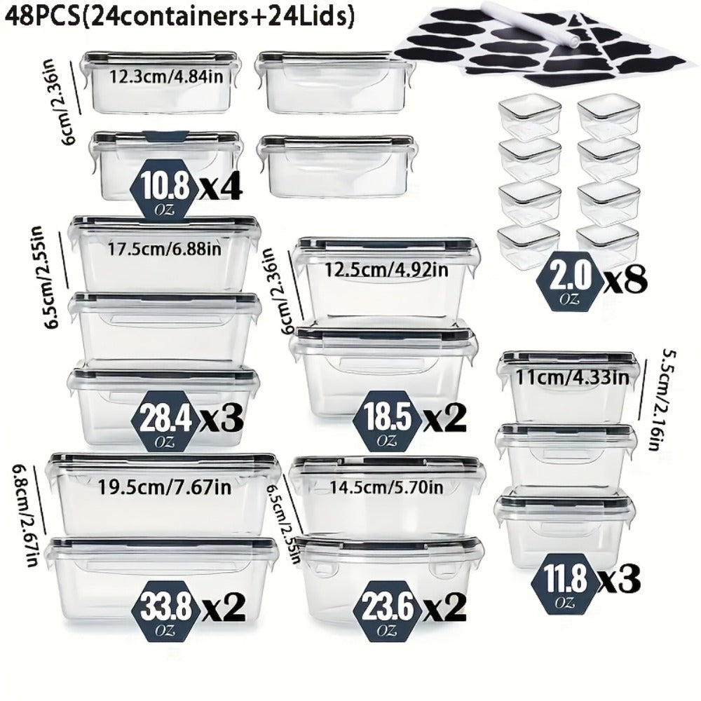 Food Storage Containers Set BPA-Free Airtight ¨C Meal Prep Containers with Easy-Snap Lids Labels & Marker 24 48pcs Pantry Kitchen Organizer