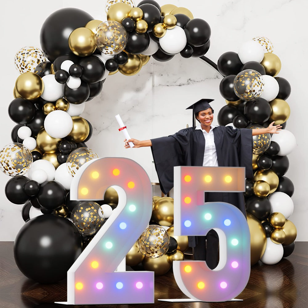 Marquee Number Lights 4 Feet Tall LED Light Up Numbers 0-9 20 for Birthday Party Anniversary Graduation Decoration 11 Colors 3 Flash Modes Foam Board String Lights Included