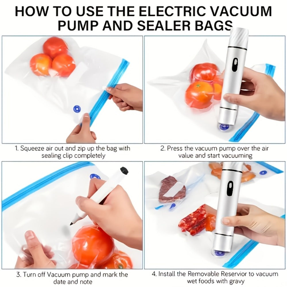 Handheld Vacuum Sealer Machine for Food Storage Portable Food Vacuum Preservation Device with 15 or 30 Vacuum Bags ¨C Powerful Compact Vacuum Sealing Machine for Freshness