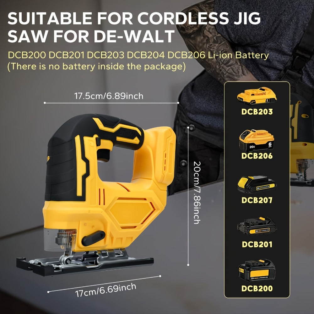 Cordless Jigsaw Compatible with DeWalt 20V Battery - Variable Speed 0-2700 RPM, 80mm Cutting Depth, LED Work Light, 0¡ã-45¡ã Bevel, 3 Orbital Settings for Wood Metal PVC Cutting