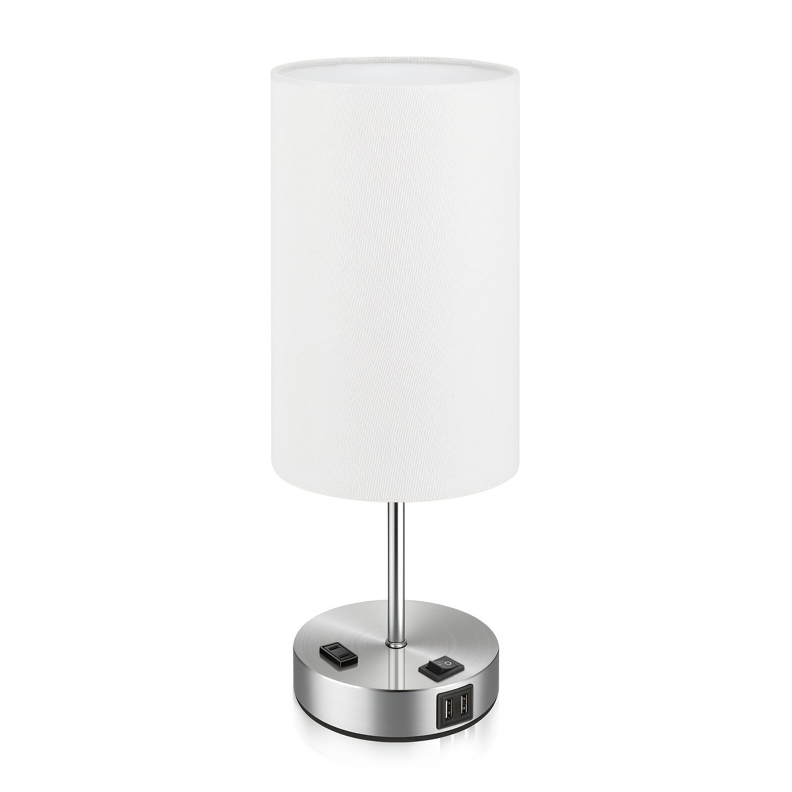 Dimmable Table Lamp with USB Charging Ports & AC Outlet - 3-Way Touch Control Bedside Nightstand Lamp, 6W LED Bulb Included, Wood & Metal Base, Modern Desk Light for Bedroom, Living Room & Office (1 or 2 Pack)
