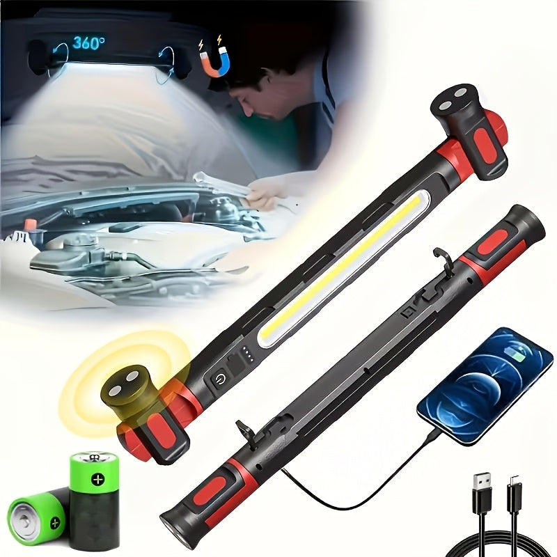 LED Work Light Bar 3000LM Rechargeable Construction Site Lighting Lamp ¨C Hanging Hook, Portable Underhood Work Light for Auto Repair, Garage, Mechanical Maintenance & Emergency Use ¨C Single & 2-Pack Options