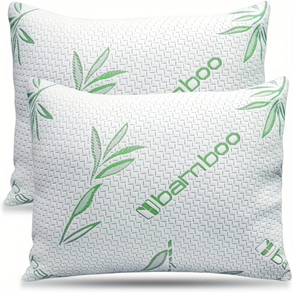 Bamboo Fiber Cooling Pillow Soft Breathable Bed Pillow for Sleeping Back Stomach Side Sleeper Machine Washable Cover Queen King Standard Size Single 2-Pack 4-Piece Set Hexagon Blue