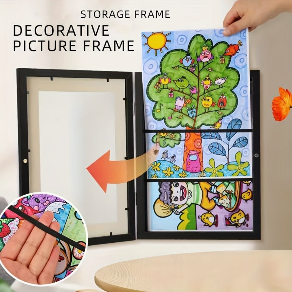 Kids Artwork Frame Front Opening Changeable 8.5x11 Children Art Display Picture Frame Holds 100+ Pieces for Drawing Crafts Photos 2 Pack 4 Pack Wood White