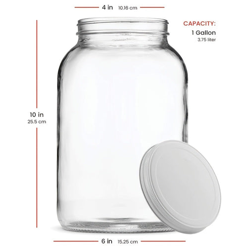 1 Gallon Wide Mouth Glass Jar with Flip Top Lid - Airtight Sealed Storage Jar for Fermentation, Pickling, Canning, Flour & Food Storage, 2 Pack