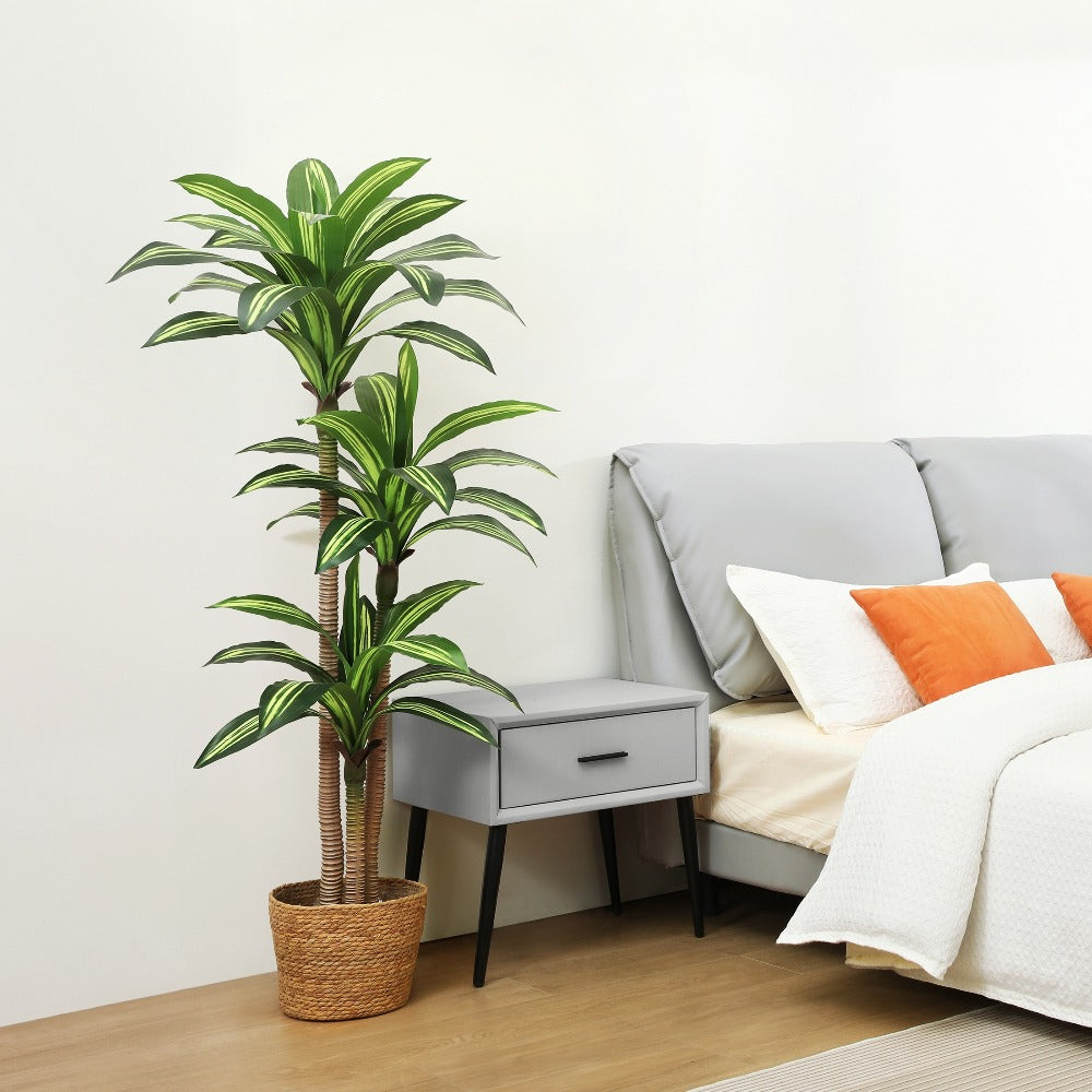 Artificial Dracaena Tree in Pot - Realistic Faux Tropical Floor Plant for Indoor & Outdoor Decor, Easy Assembly, All-Season Home Office Living Room Porch Decoration, Housewarming Gift, 4ft 5ft 6ft