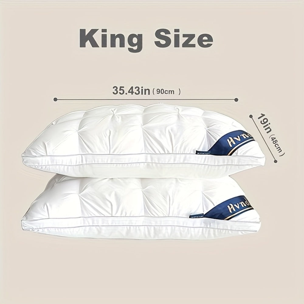 Hotel Quality Pillows 2-Pack, Luxury 5-Star Deep Sleep Neck Support, Non-Collapse Hypoallergenic Polyester Fill, All Season Cooling Bed Pillows Queen King