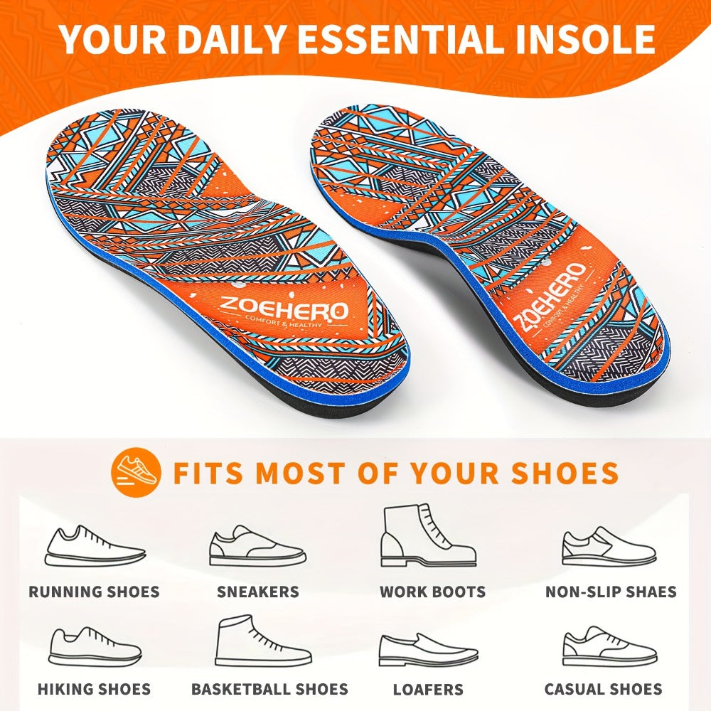 Arch Support Insoles for Men and Women Heavy Duty Shoe Inserts with Deep U-Shaped Heel Cup High-Density PU Foam Shock Absorption Breathable Fabric Plantar Fasciitis Flat Feet Pain Relief All Day Comfort