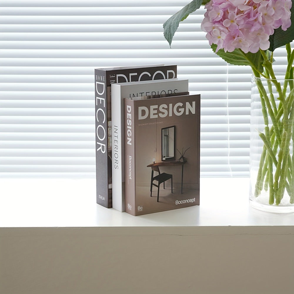 Decorative Fake Books Set of 3 ¨C Nordic Style Stackable Faux Book Decor for Living Room Bookshelf, Coffee Table & Shelf Styling, Maintenance-Free Paper Dummy Books Home Decor Accent
