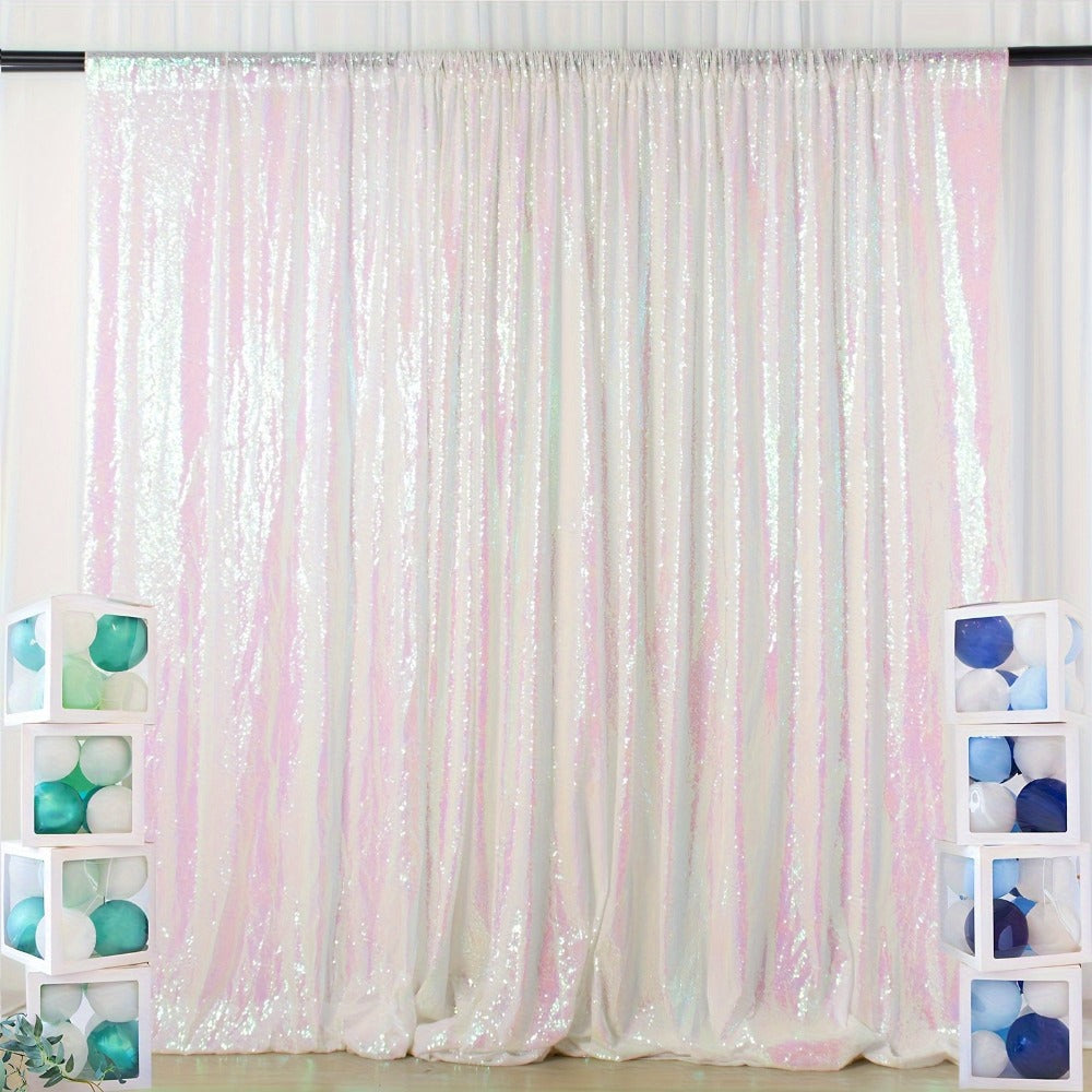 Sequin Backdrop Curtain for Party Wedding - 4x8ft Shimmering Glitter Curtain for Birthday Photo Booth Stage Decoration, Easy Hang, Multi-Color