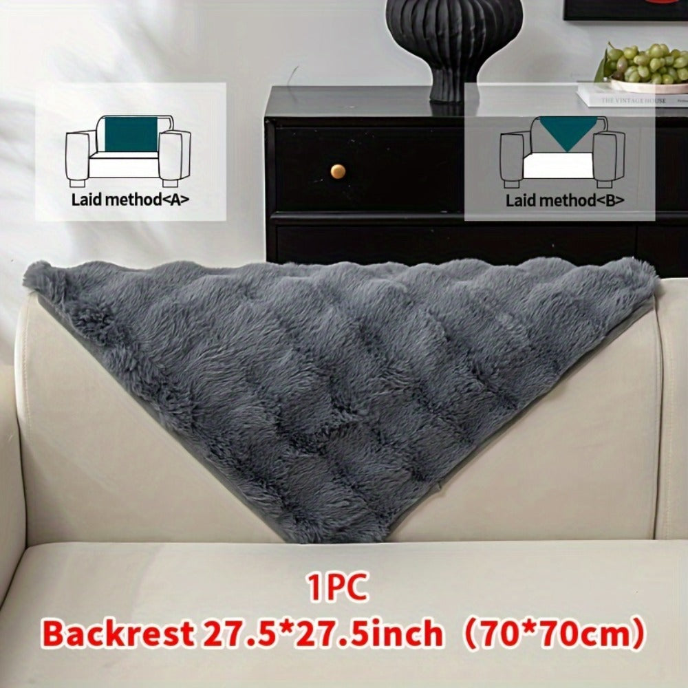 Faux Rabbit Plush Sofa Cover Winter Warm Thickened Anti-Slip Pet Friendly Cushion Protector for Living Room Bedroom Office 1 2 3 4 Seater