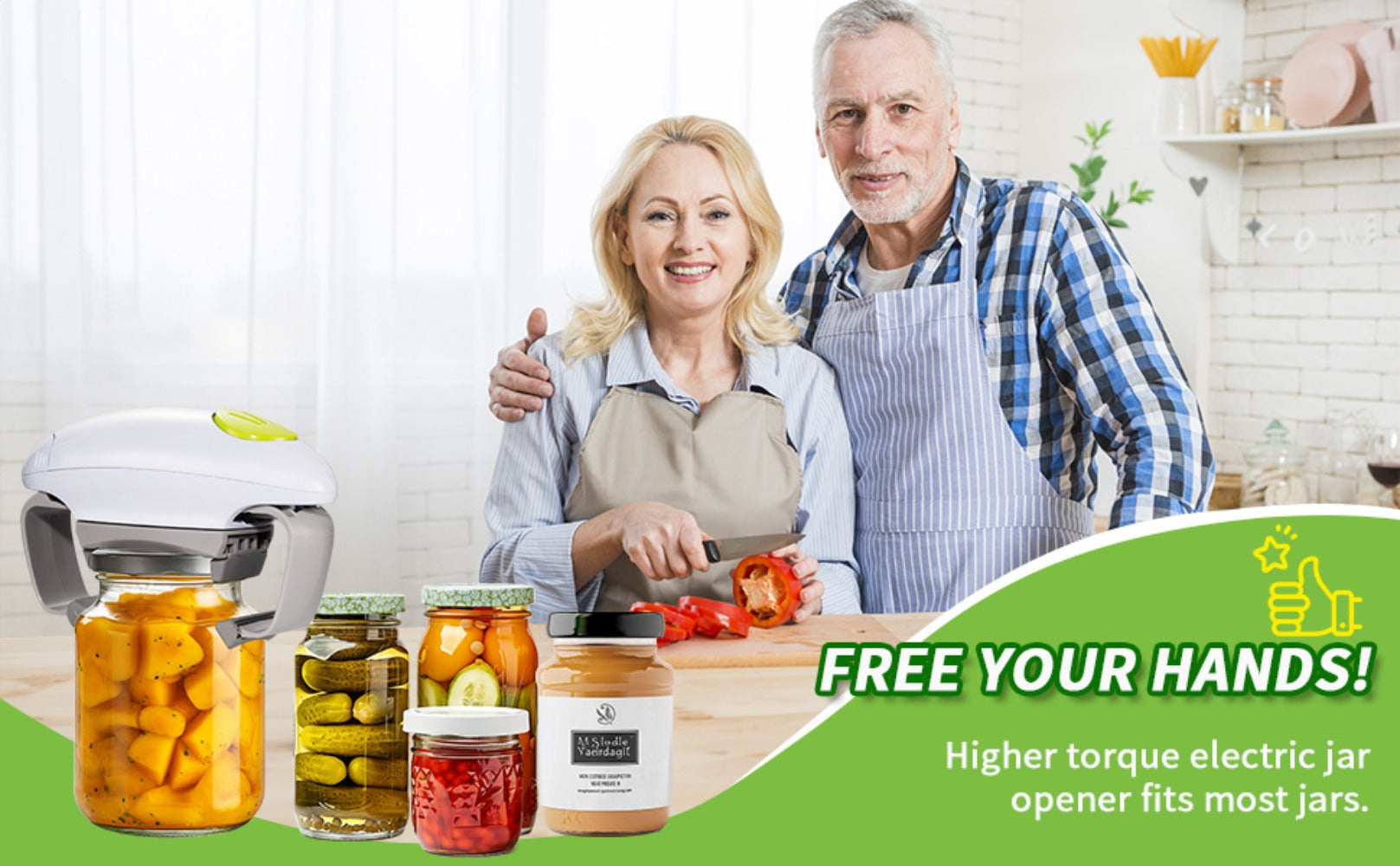 Electric Jar Opener One Touch Automatic ¨C High Torque Battery Operated Jar Lid Opener for Seniors, Arthritis, Weak Hands, Women & Chefs | Hands-Free Kitchen Gadget Gift