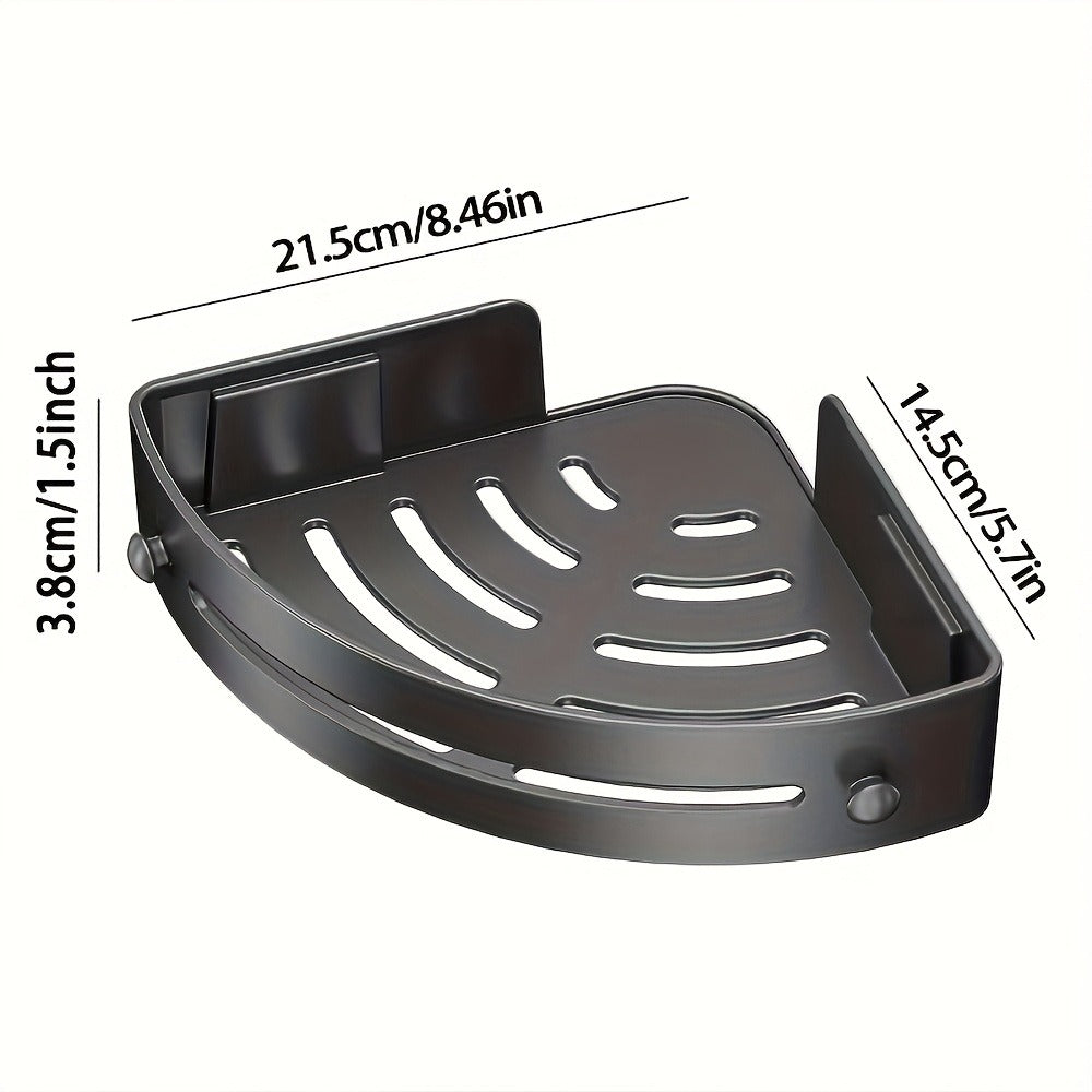 Corner Shower Shelf 2-Layer Nail-Free Bathroom Caddy ¨C No Drill Plastic Shampoo Holder & Organizer for Shower, Bathtub & Bathroom Wall | Drainage Design, Strong Load-Bearing