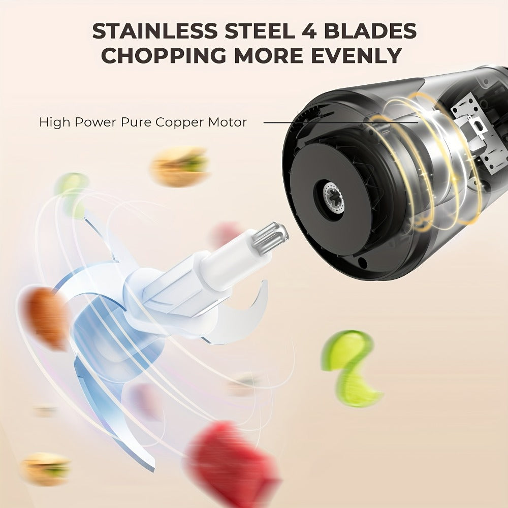Mini Electric Food Processor 450W with 2 Bowls & 4 Bi-Level Blades, Meat Grinder & Vegetable Chopper for Baby Food, Onion, Meat & Herbs, 2-Speed 8-Cup Food Chopper, Black