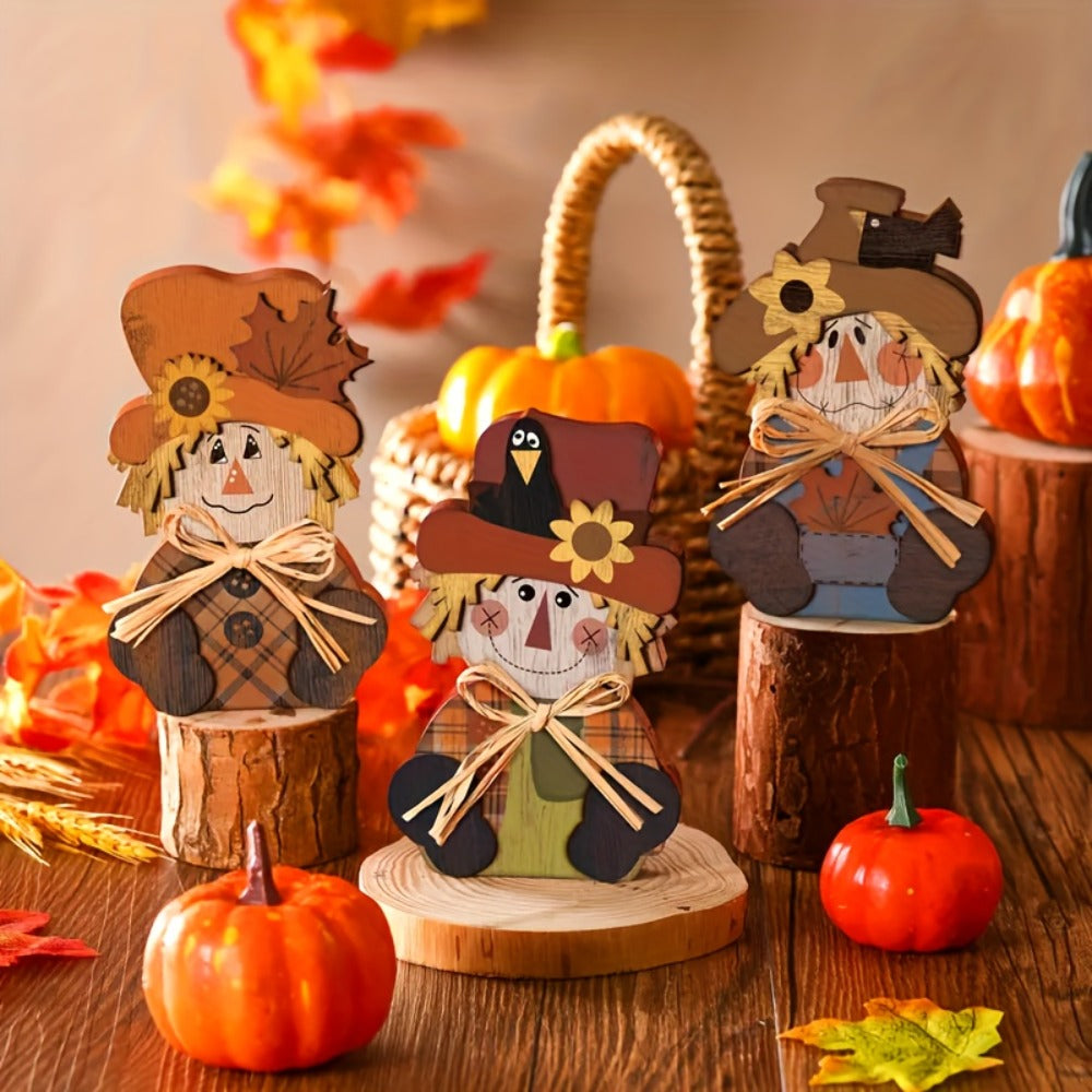 Halloween Autumn Tiered Tray Decor Set 3pcs Rustic Farmhouse Pumpkin Signs