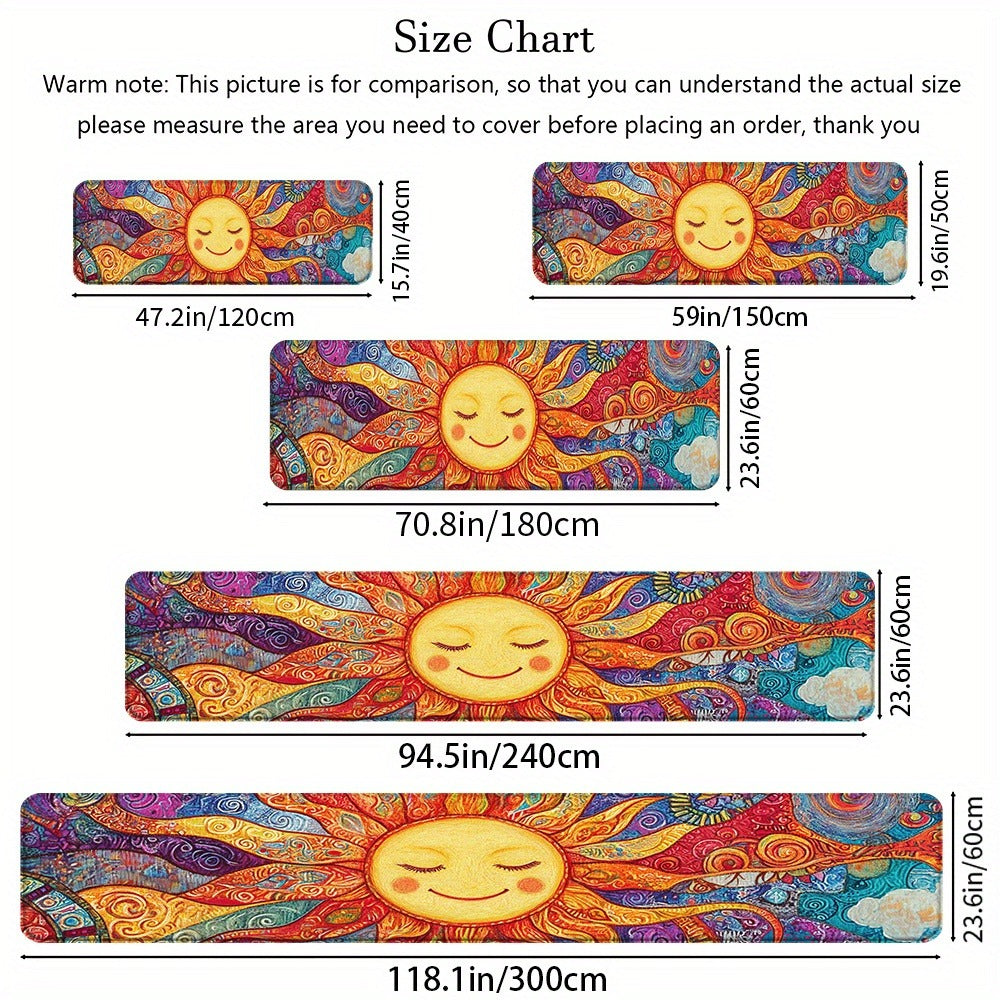 Boho Runner Rug Mandala Non-Slip Washable Soft Polyester Kitchen Hallway Mat Sun Totem Colorful Pattern Living Room Bathroom 5 Designs