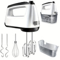 Electric Hand Mixer 6-Speed with Turbo ¨C 5 Stainless Steel Attachments, Snap-On Storage Case, Handheld Mixer for Whipping, Baking Cookies, Cakes, Dough & Brownie Batter