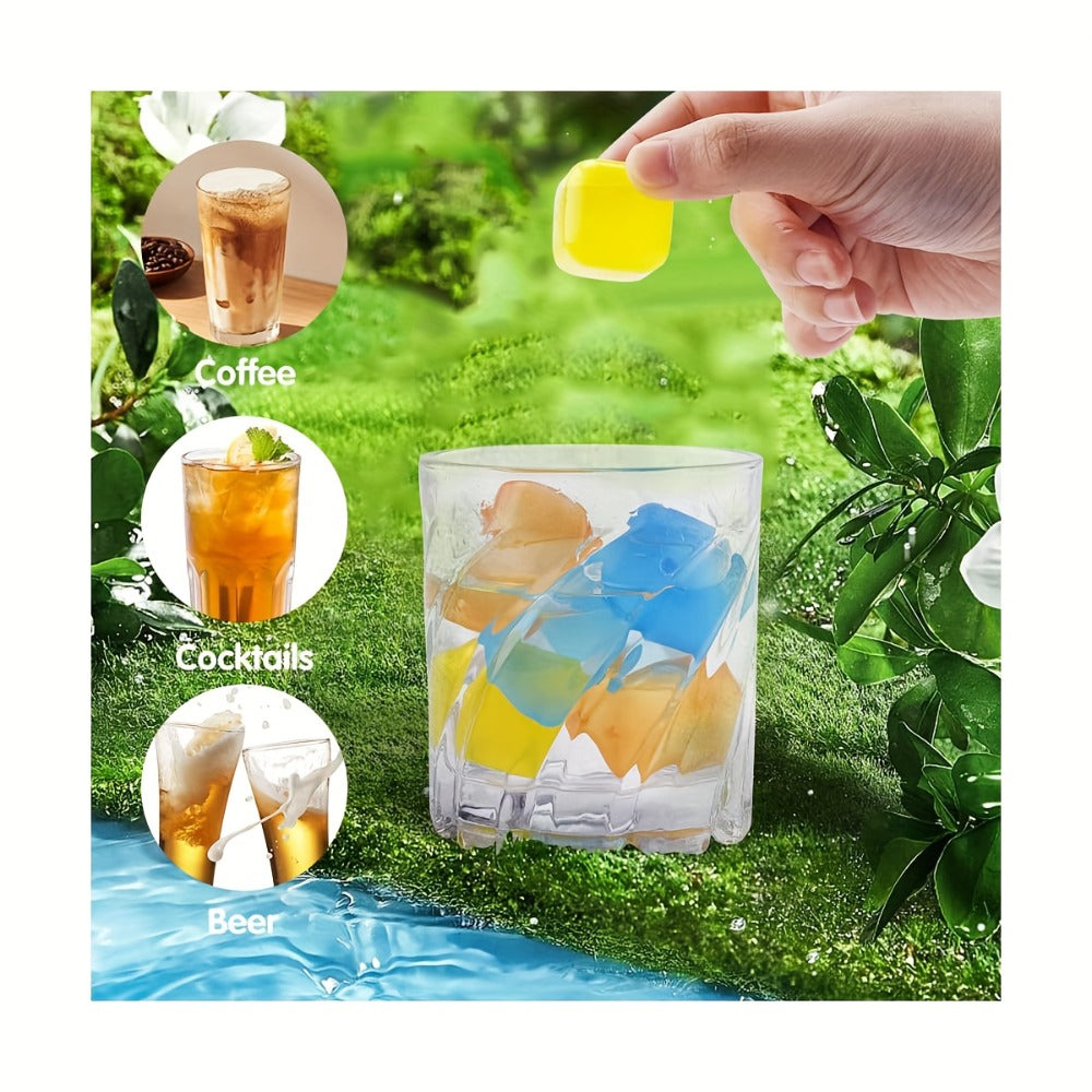 Reusable Plastic Ice Cubes 60/90/120/165 PCS - Non-Melting Non-Diluting Refreezable Ice Cubes for Whiskey, Vodka, Coffee & Cocktails, Rainbow & Unicorn Washable Fake Ice Cubes for Drinks