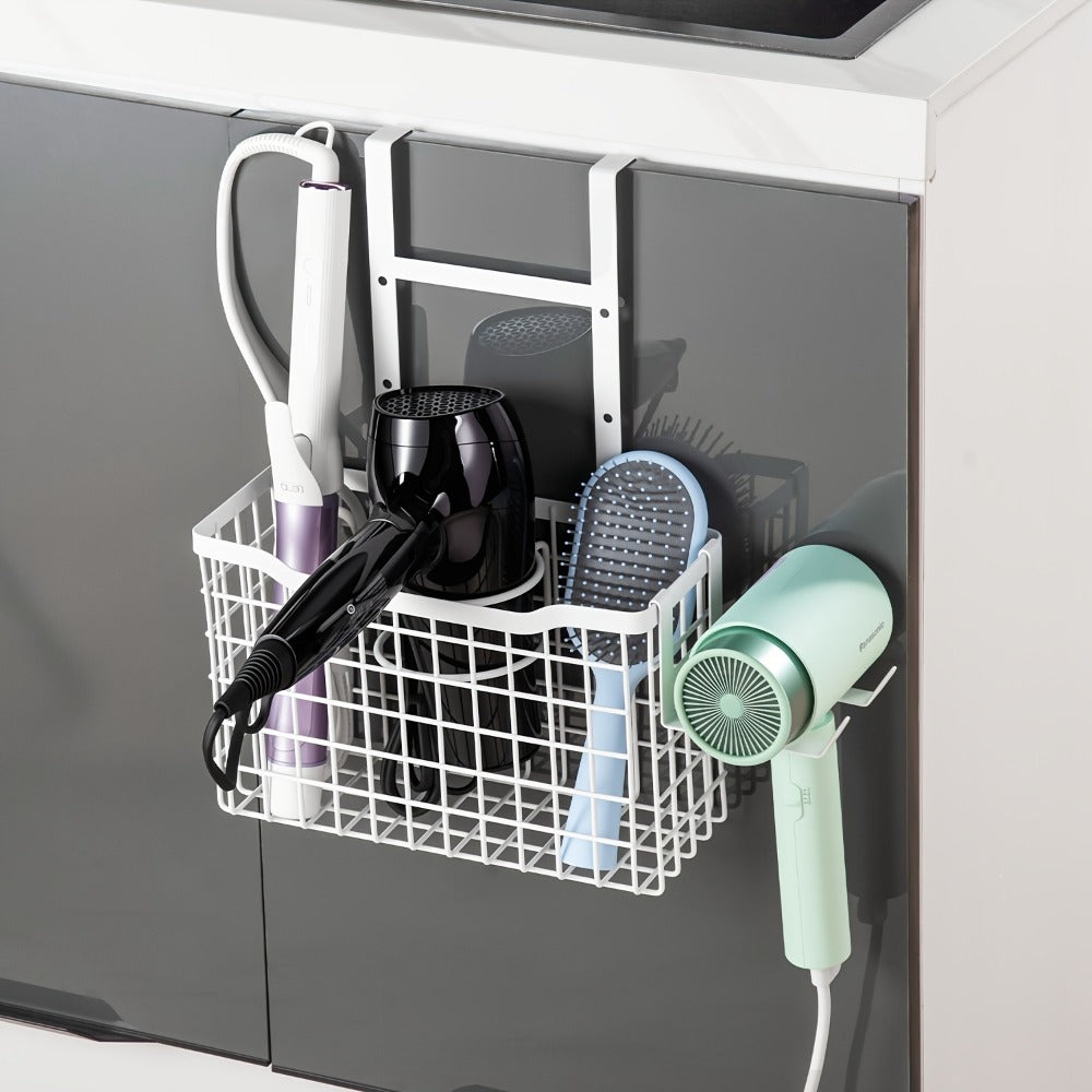 Hair Tool Organizer Wall Mounted Holder for Hair Dryer Curling Iron Straightener 3 Adjustable Heights Bathroom Storage