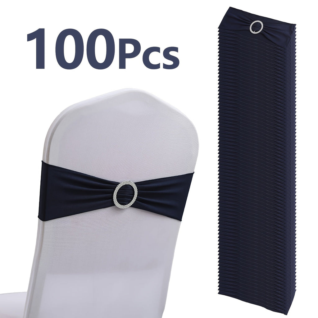 Chair Sashes for Wedding 100pcs Stretch Spandex Elastic Chair Sash Bands with Buckle for Dining Chairs Banquet Party Event Decor - Bulk Set Multiple Colors