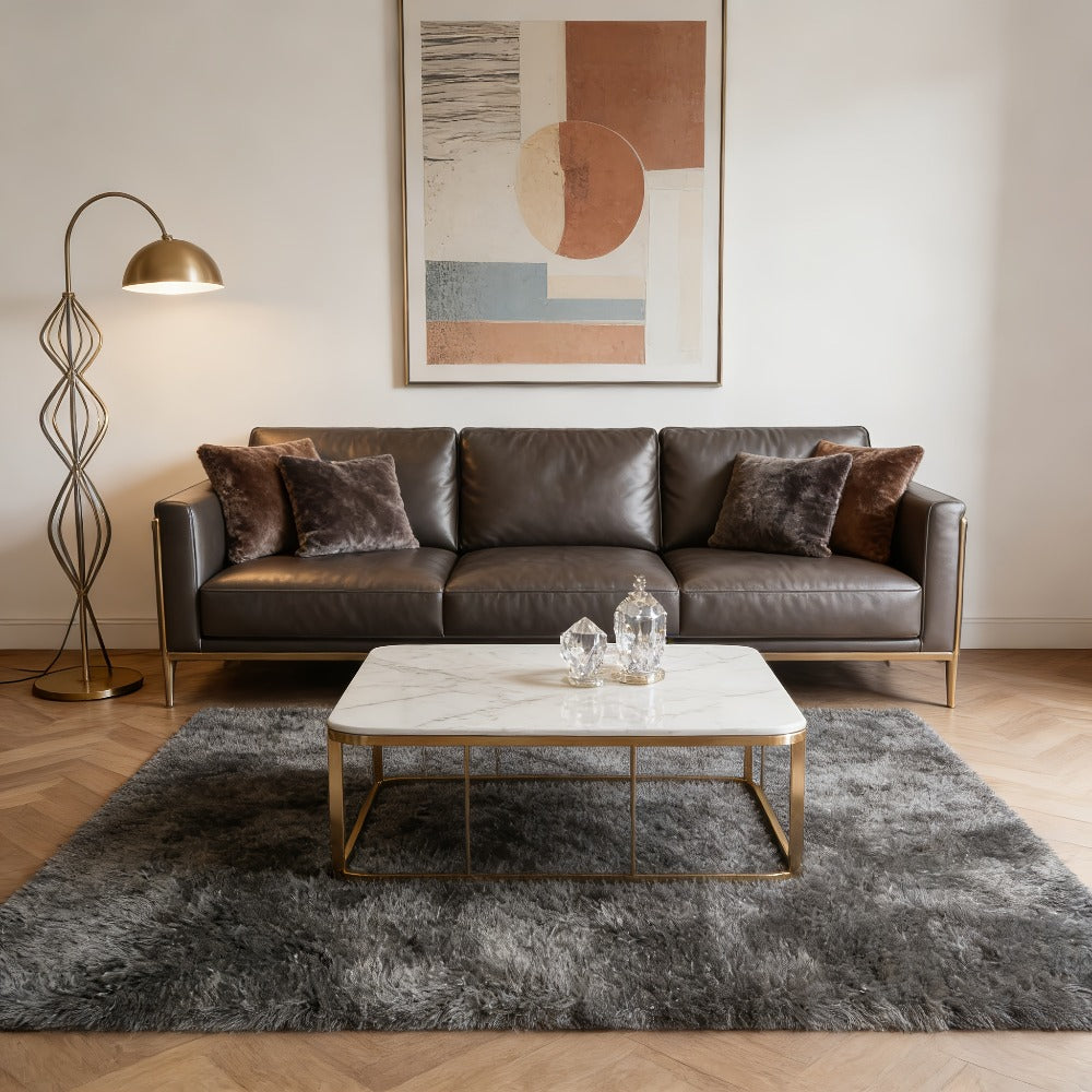 Round Faux Fur Area Rug - Soft Plush Circle Carpet for Living Room Bedroom, Machine Washable, Multiple Colors & Sizes