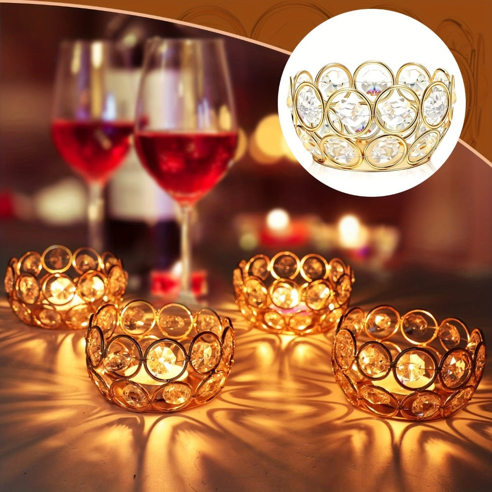 Tea Light Candle Holders Set of 20 ¨C Crystal Bowl Votive Holders for Wedding Centerpiece, Dining Table, Home Decor & Party ¨C Gold & Silver Glass Tealight Cups